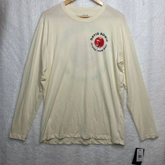 NWT Chaser Mens L David Bowie Long Sleeve T-Shirt Spiders From Mars Ivory/Cream - Picture 1 of 9